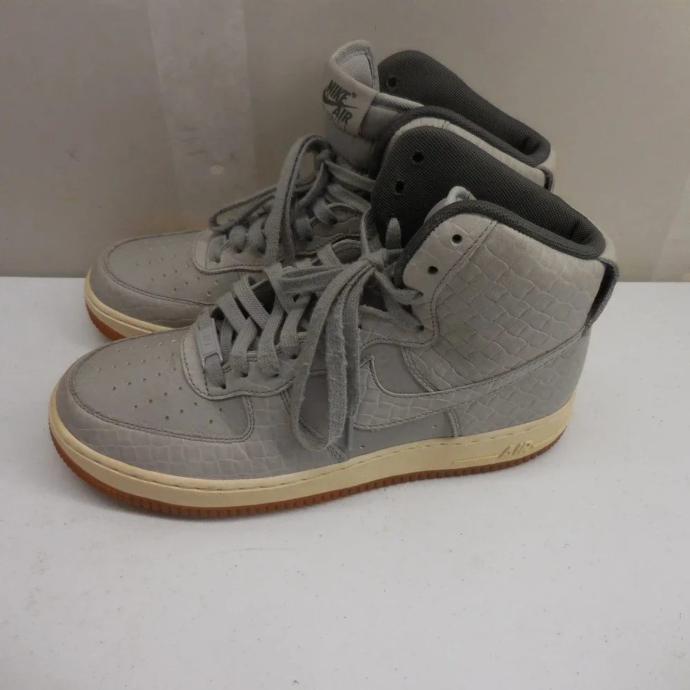 Nike Air Force 1 High Wolf Grey Croc Embossed Gum Sole Sneakers 654440-008 US 10